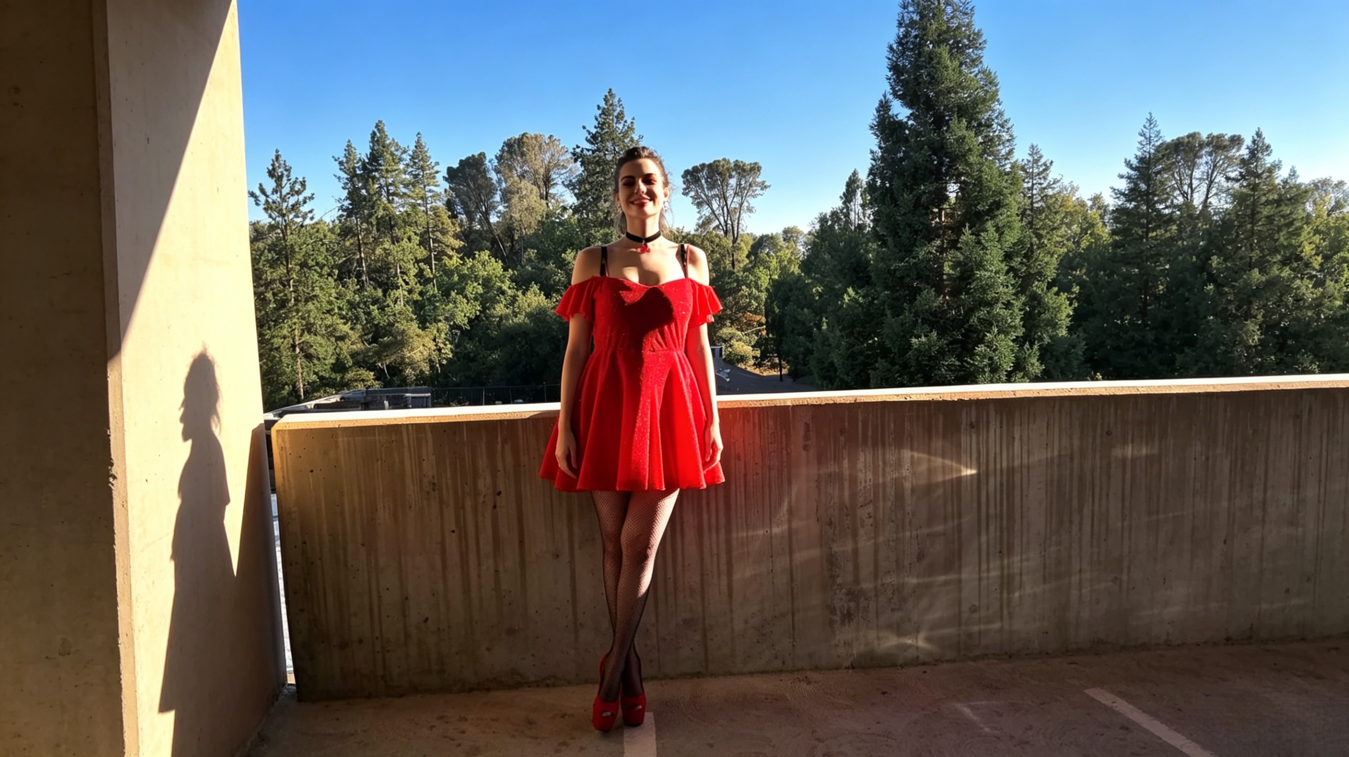 red glitter dress