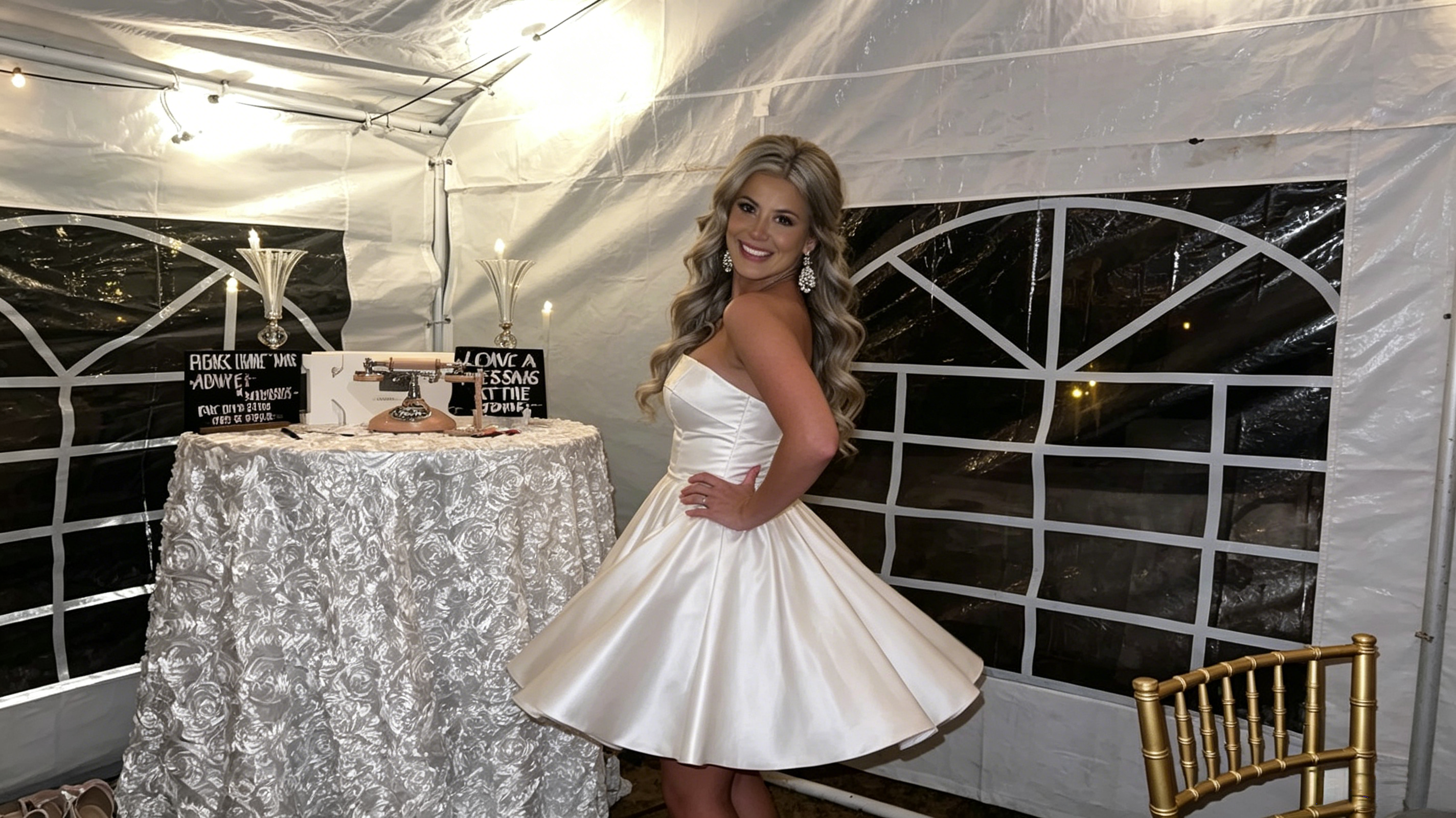white satin short wedding dress